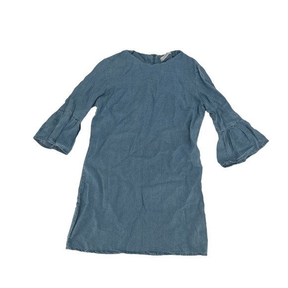 Zara Ruffle 3/4 Sleeve Mini Jean Dress Size Small Women’s - Picture 1 of 5